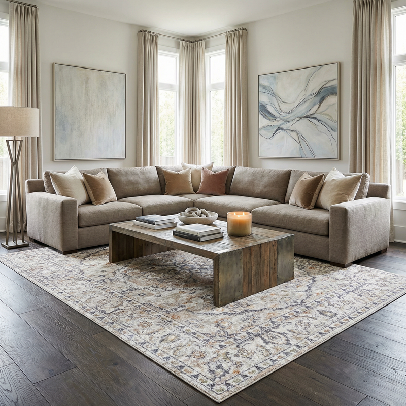 Boutique Rugs Hiti Cream flat pile washable rug with soft, cream-colored surface and durable, flat weave design.