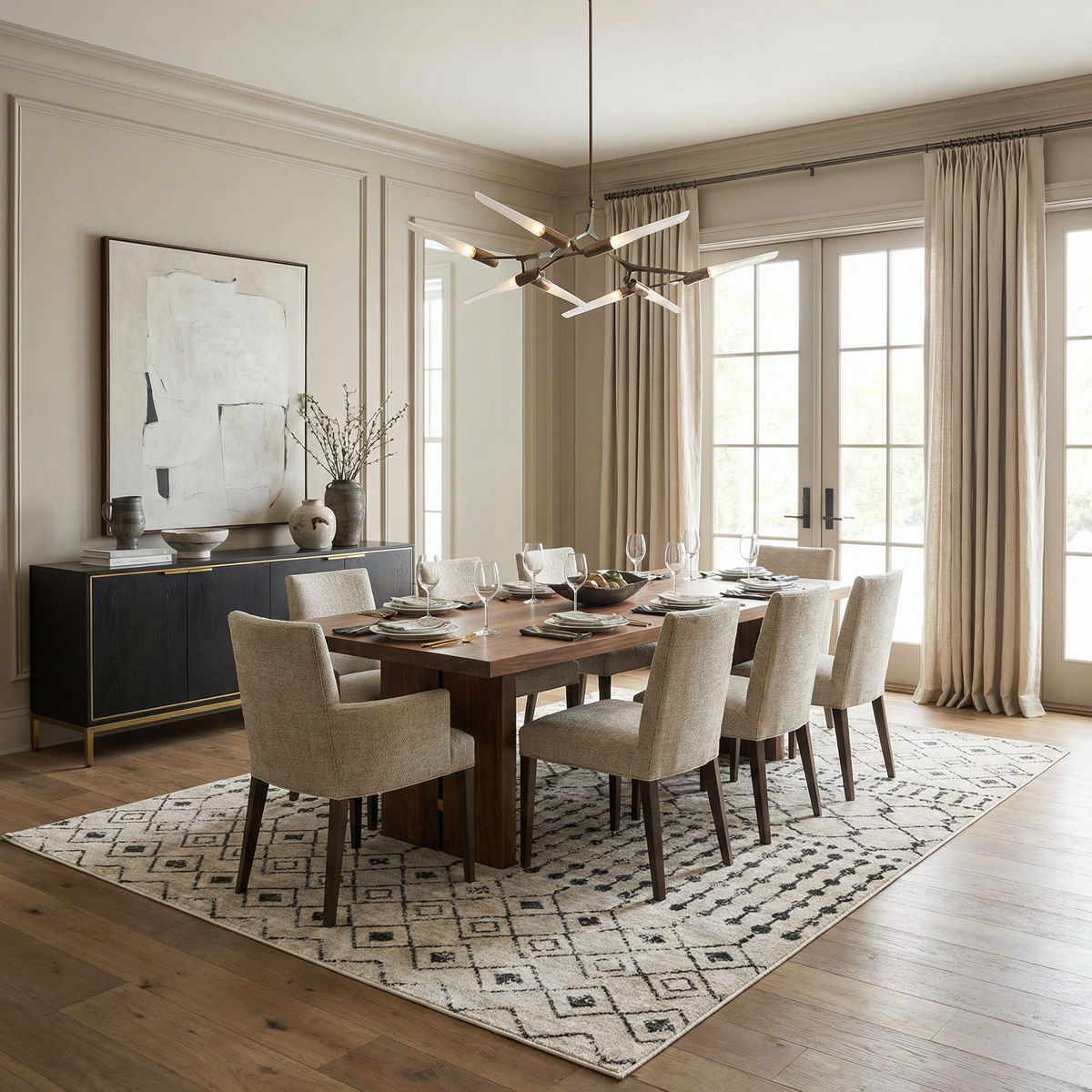 Boutique Rugs Joppatowne washable area rug with a colorful, patterned design on a hardwood floor.