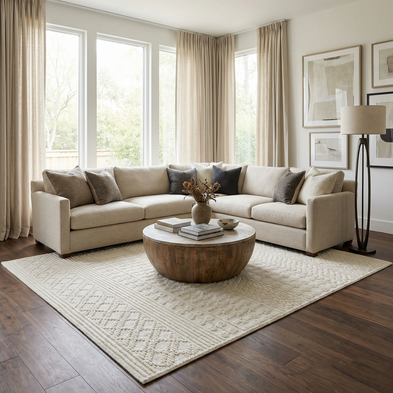 White washable area rug by Boutique Rugs featuring a modern, textured design suitable for living rooms and bedrooms.