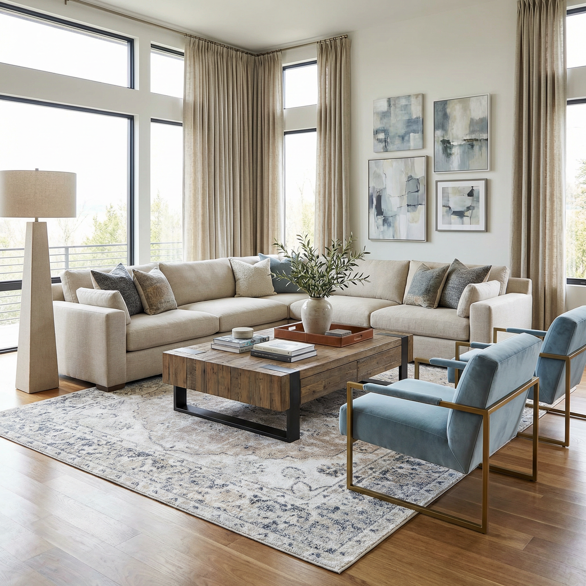 Blue Rudo flat pile washable rug by Boutique Rugs, showcasing soft, durable fabric and a modern design suitable for living spaces.