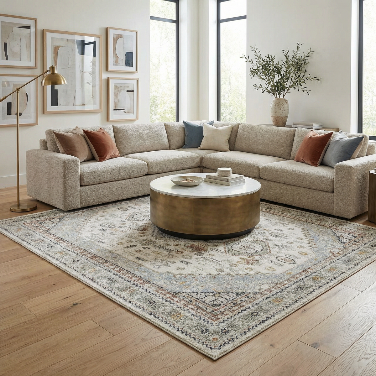 Kouta Cream Area Rug by Boutique Rugs with a soft, cream-colored woven design, perfect for living room or bedroom decor.