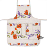 French kitchen apron by I Dream of France, 100% cotton with ivory poppy floral design, perfect for cooking and baking.
