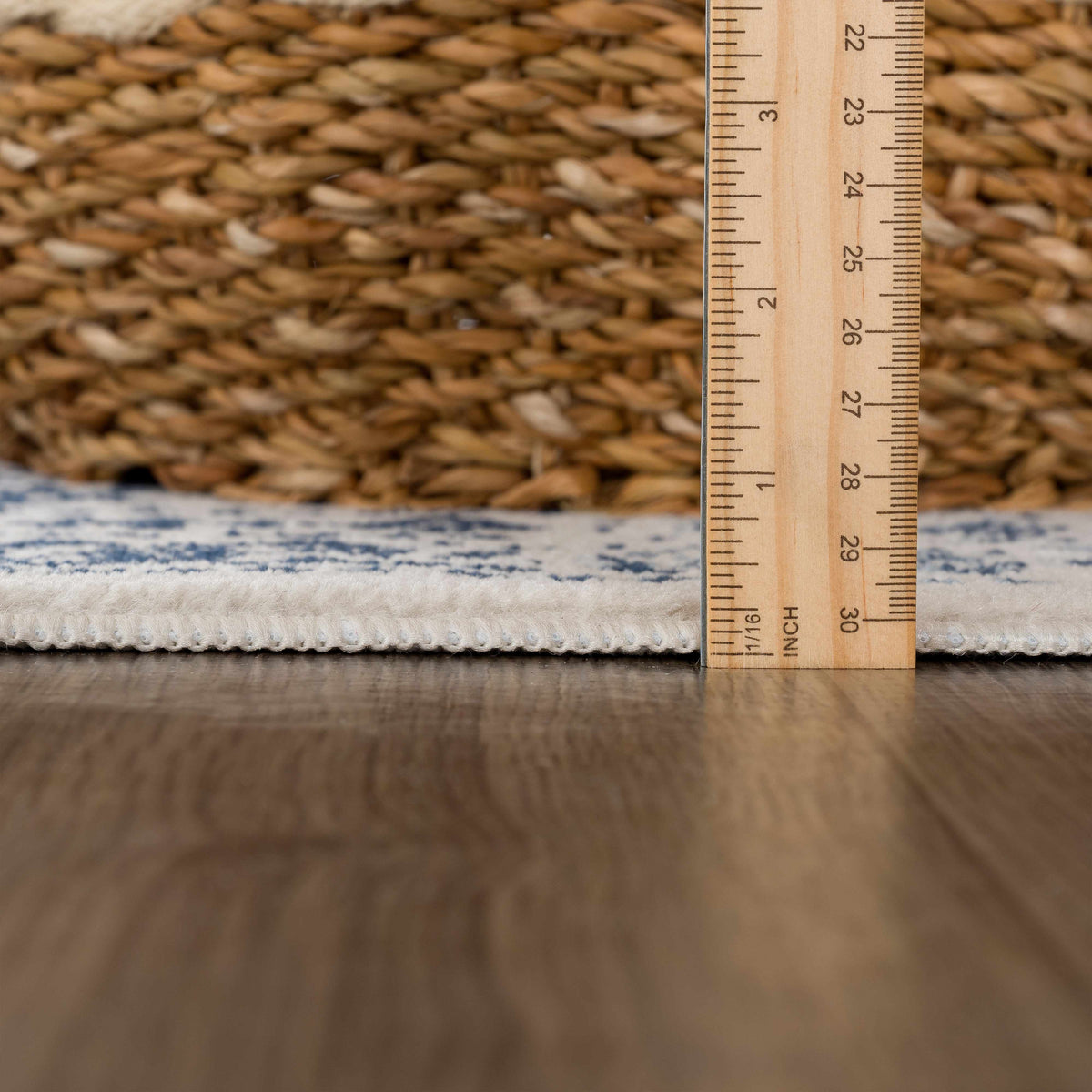 Hauteloom Michie Blue Area Rug with textured pile and intricate pattern, ideal for adding style to living spaces