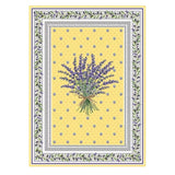 Yellow printed cotton French kitchen towel with Lauris design by I Dream of France, ideal for drying dishes and kitchen decor.