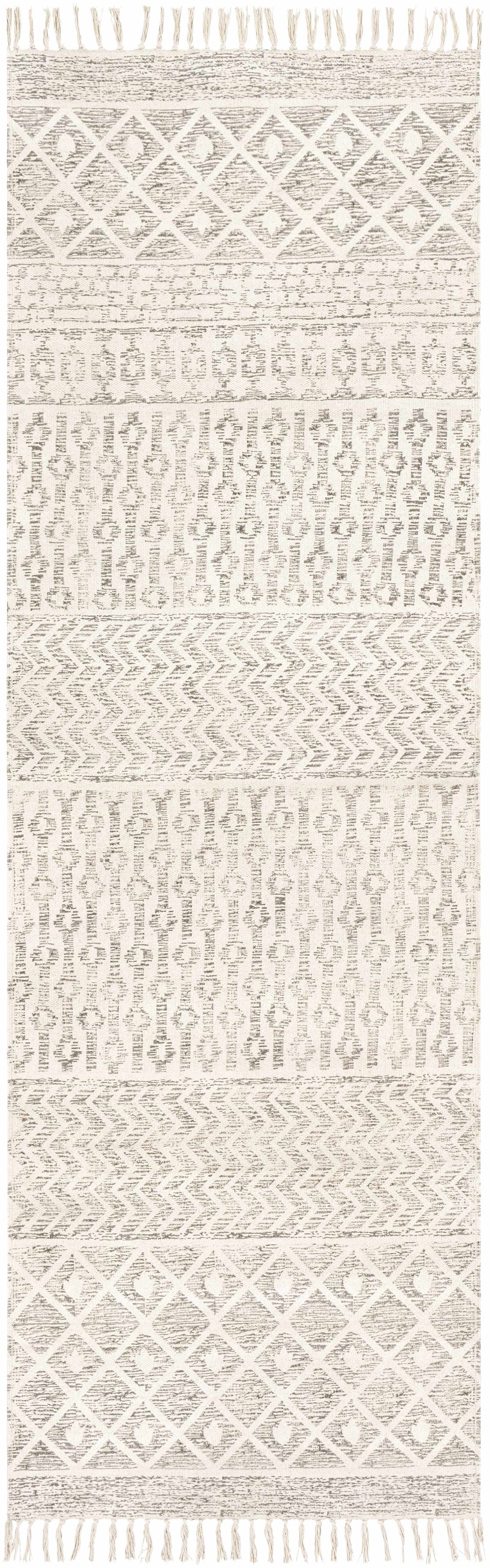 Beige hand-woven cotton rug by Boutique Rugs featuring intricate patterns, perfect for adding warmth to living spaces.