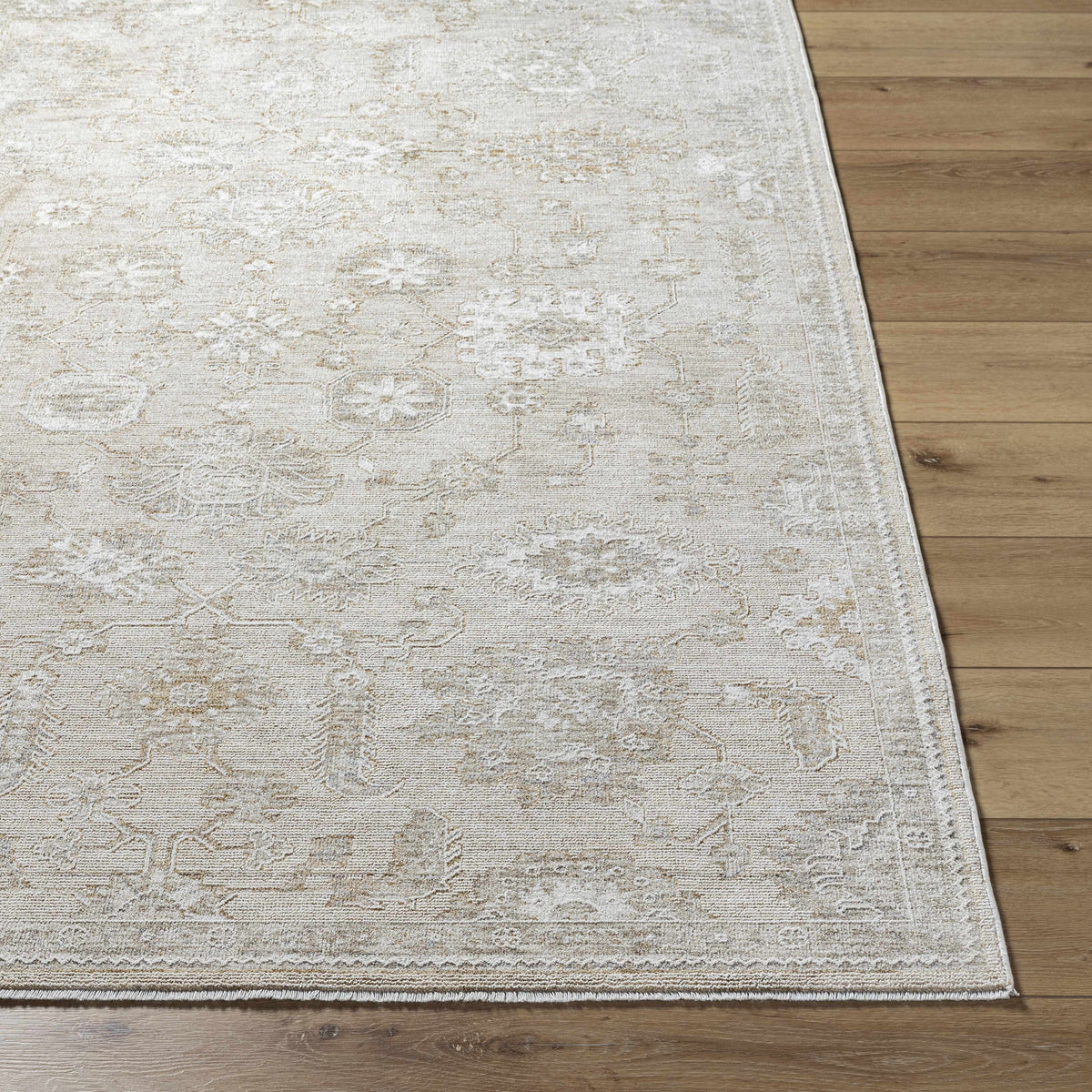 Close-up of the Boutique Rugs Yonca Luxe Rug featuring a plush, textured surface in neutral tones.